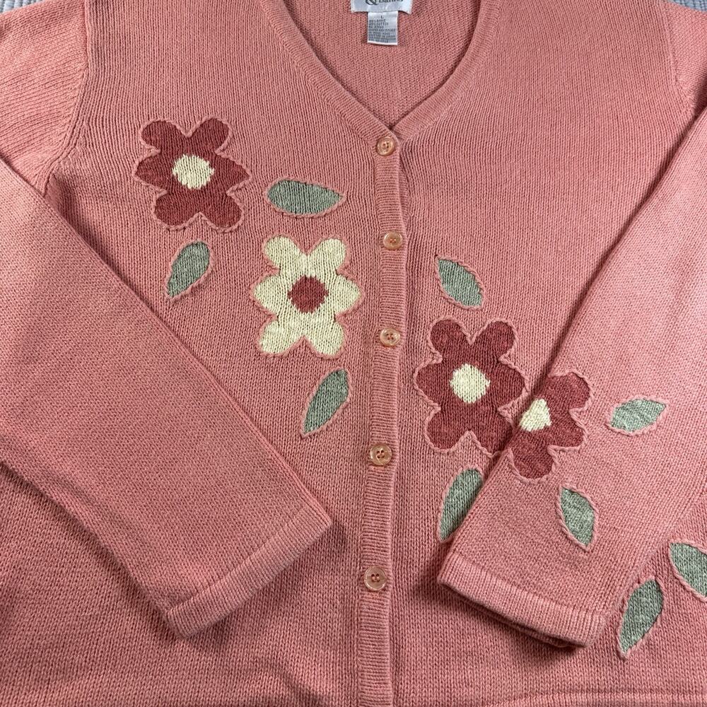 Vintage Christopher Banks Sweater Cardigan Floral Hand Embroidered Womens L Twee - Picture 3 of 6